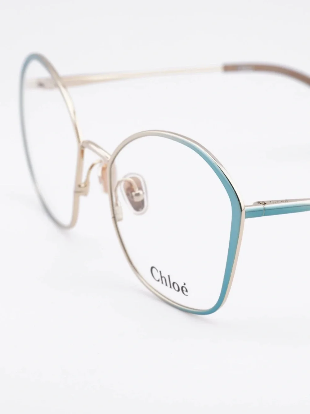 New CHLOE Teal Rim Gold Metal Butterfly Optical Glasses CH0017O 005 Authentic